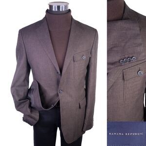 BANANA REPUBLIC Mens Blazer Sport Coat Casual Jacket Size 40R Cotton Blend Brown